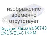 Кабель сетевой CAC6-EU-C13-3M Wize, 3 м, Евровилка 3 pin - C13, 6 А, черный, пакет CAC6-EU-C13-3M